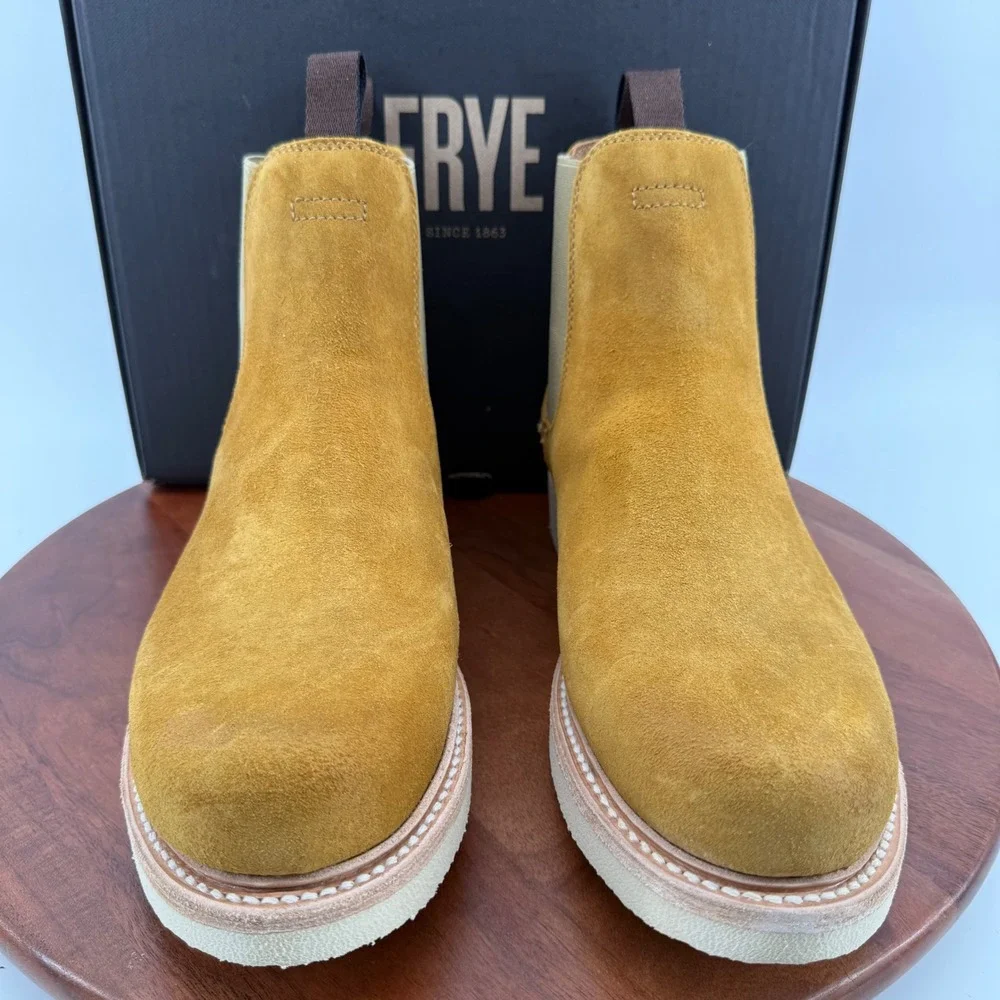 Frye Hudson Chelsea Wedge Boots Golden Rod Suede Leather FR40899 Mens‎ 11 M